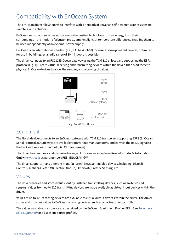 Preview thumbnail of page 7 of the EnOcean Driver Manual PDF document.